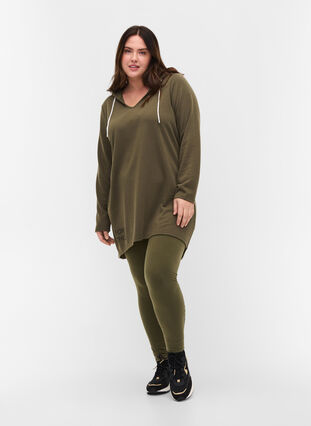 Bomulds leggings med printdetaljer, Ivy Green, Model image number 0