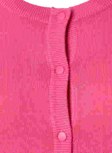 Ribbet cardigan med knaplukning, Hot Pink, Packshot image number 2