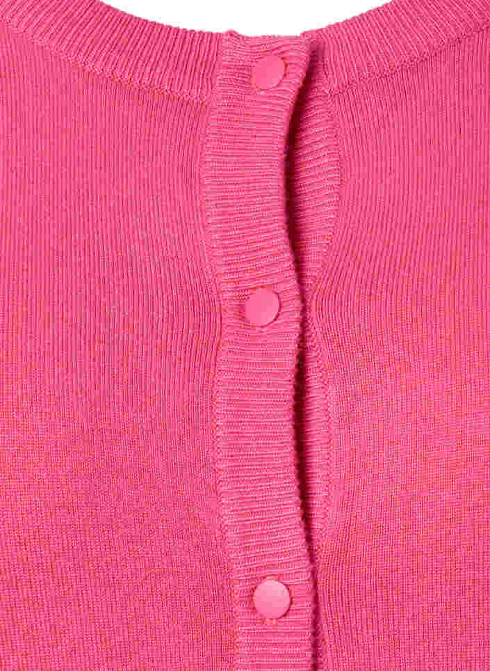 Ribbet cardigan med knaplukning, Hot Pink, Packshot image number 2