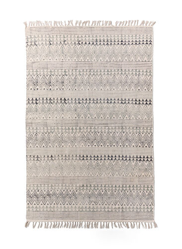 Mønstret tæppe med frynser, Black/Desert Sage, Packshot image number 0