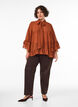 Bluse med sl&oslash;jfeb&aring;nd og fl&aelig;sedetaljer, Brun, Model image number 1