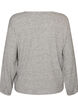 Jerseybluse med ribstruktur og V-hals, Gr&aring;, Packshot image number 1