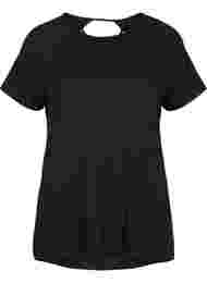 Trænings t-shirt i viskose med ryg-udskæring, Black