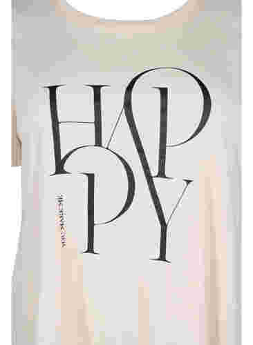 T-shirt i bomuld med teksttryk, Buttercream HAPPY, Packshot image number 2