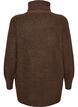 L&oslash;s strikbluse med rullekrave, Brun, Packshot image number 1