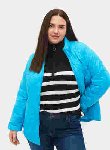 Quiltet jakke med lynlås og lommer , River Blue, Model image number 2