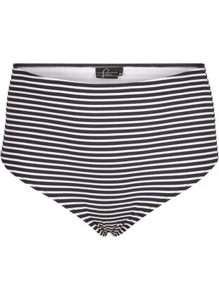 Stribet bikini underdel med høj talje, Navy Striped, Packshot image number 0