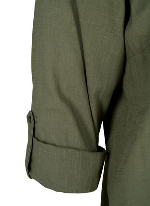 Skjortebluse i bomuld med v-udskæring, Thyme, Packshot image number 3