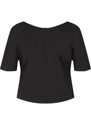 Bomulds t-shirt med 2/4 ærmer, Black, Packshot image number 1