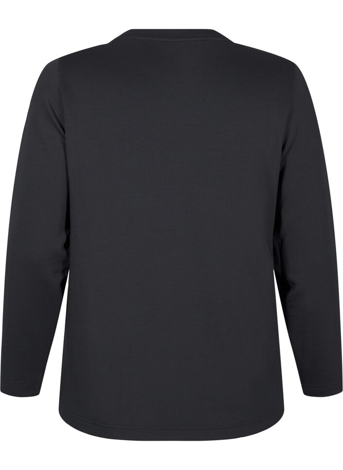 Bluse i modalmix med rund hals, Sort, Packshot image number 1