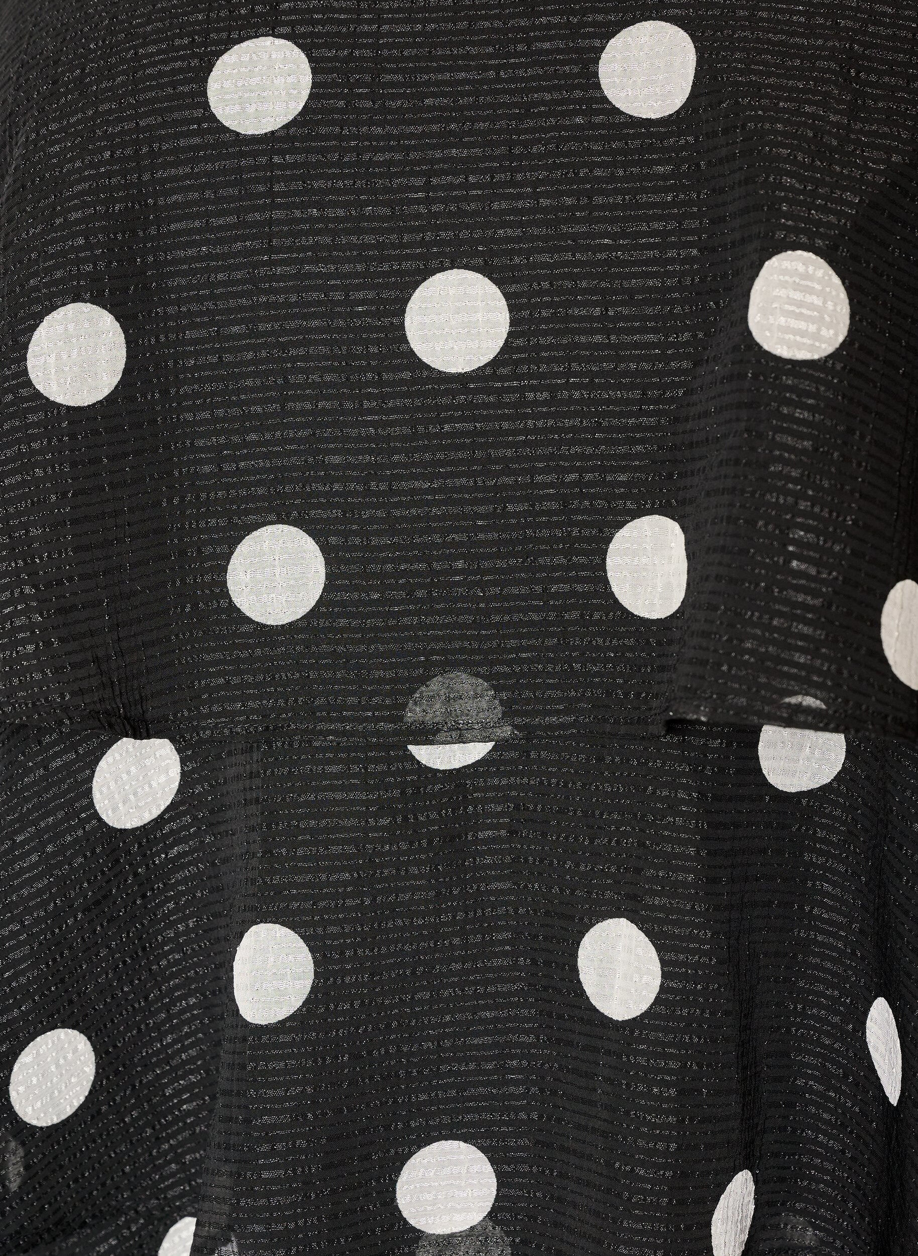 ZizziLagdelt top med fl&aelig;sevolanter og spaghettistropper, Sort, Packshot image number 2