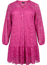 Blondekjole med knapper og a-shape, Festival Fuchsia