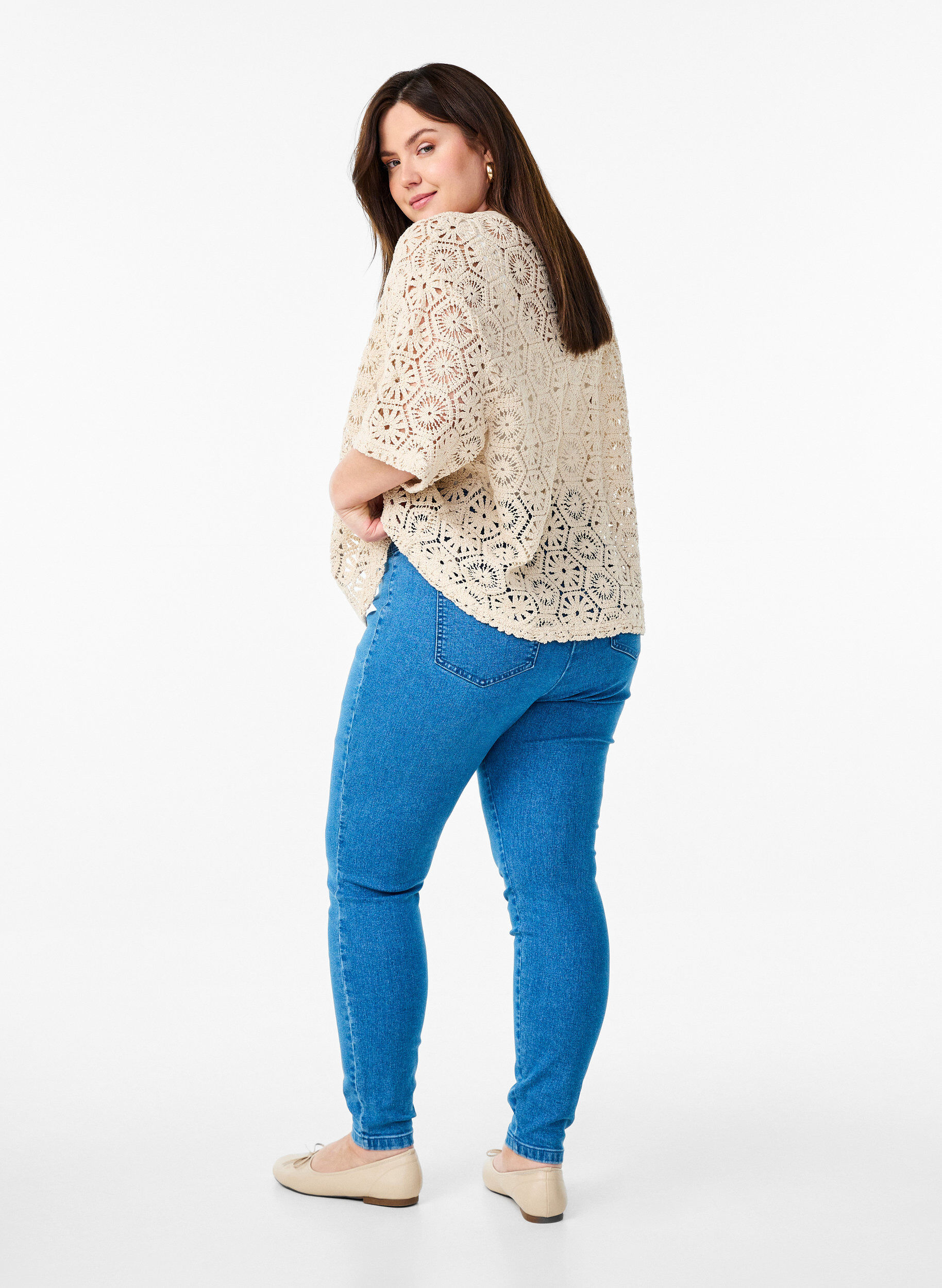 ZizziStretchy jeggings med h&oslash;j talje, Bl&aring;, Model image number 1