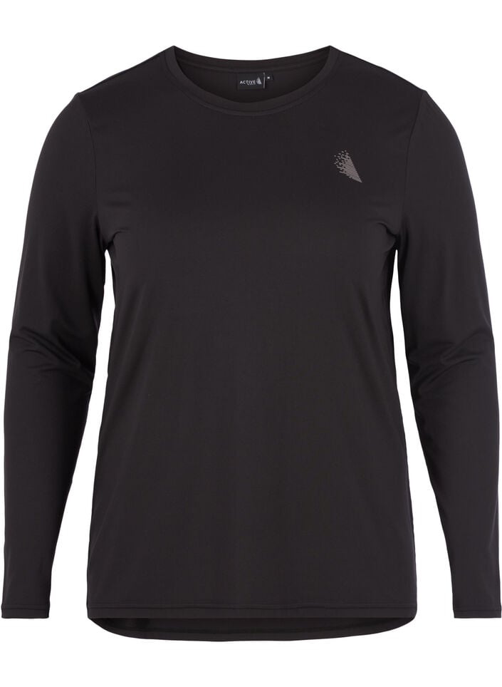 Tr&aelig;ningsbluse med lange &aelig;rmer, Sort, Packshot image number 0