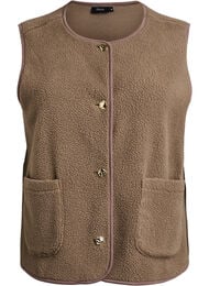 Teddy vest med knapper og lommer, Brun