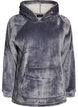 Velour h&aelig;ttetr&oslash;je med k&aelig;ngurulomme, Gr&aring;, Packshot image number 0