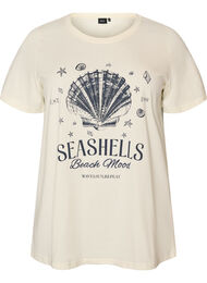 T-shirt i bomuld med printmotiv, Vanilla