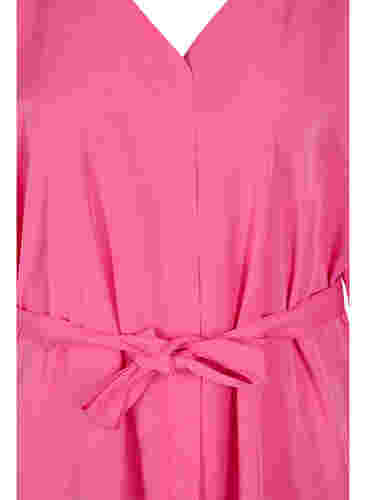 Kjole med 3/4 ærmer og bindebånd, Shocking Pink, Packshot image number 2