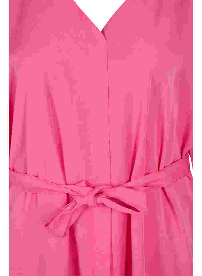 Kjole med 3/4 ærmer og bindebånd, Shocking Pink, Packshot image number 2