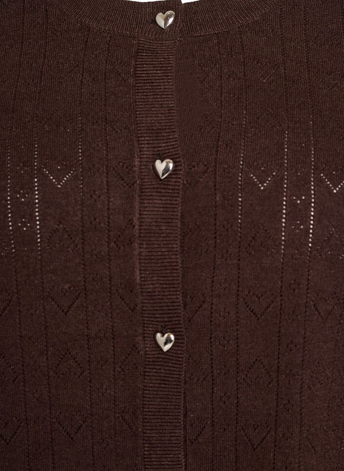 Strikket cardigan med hjertehulm&oslash;nster, Brun, Packshot image number 2