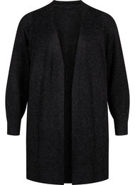 Lang åbenstående cardigan, Dark Grey Melange
