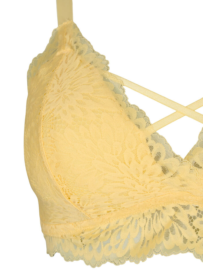 Bralette med stringdetalje og blød vattering, Pale Banana ASS, Packshot image number 2