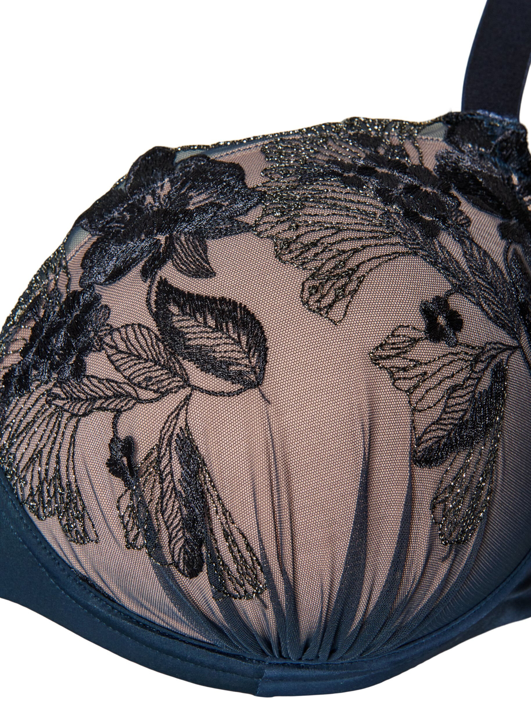 ZizziFormst&oslash;bt bh med blomsterbroderi og draperinger, Bl&aring;, Packshot image number 2