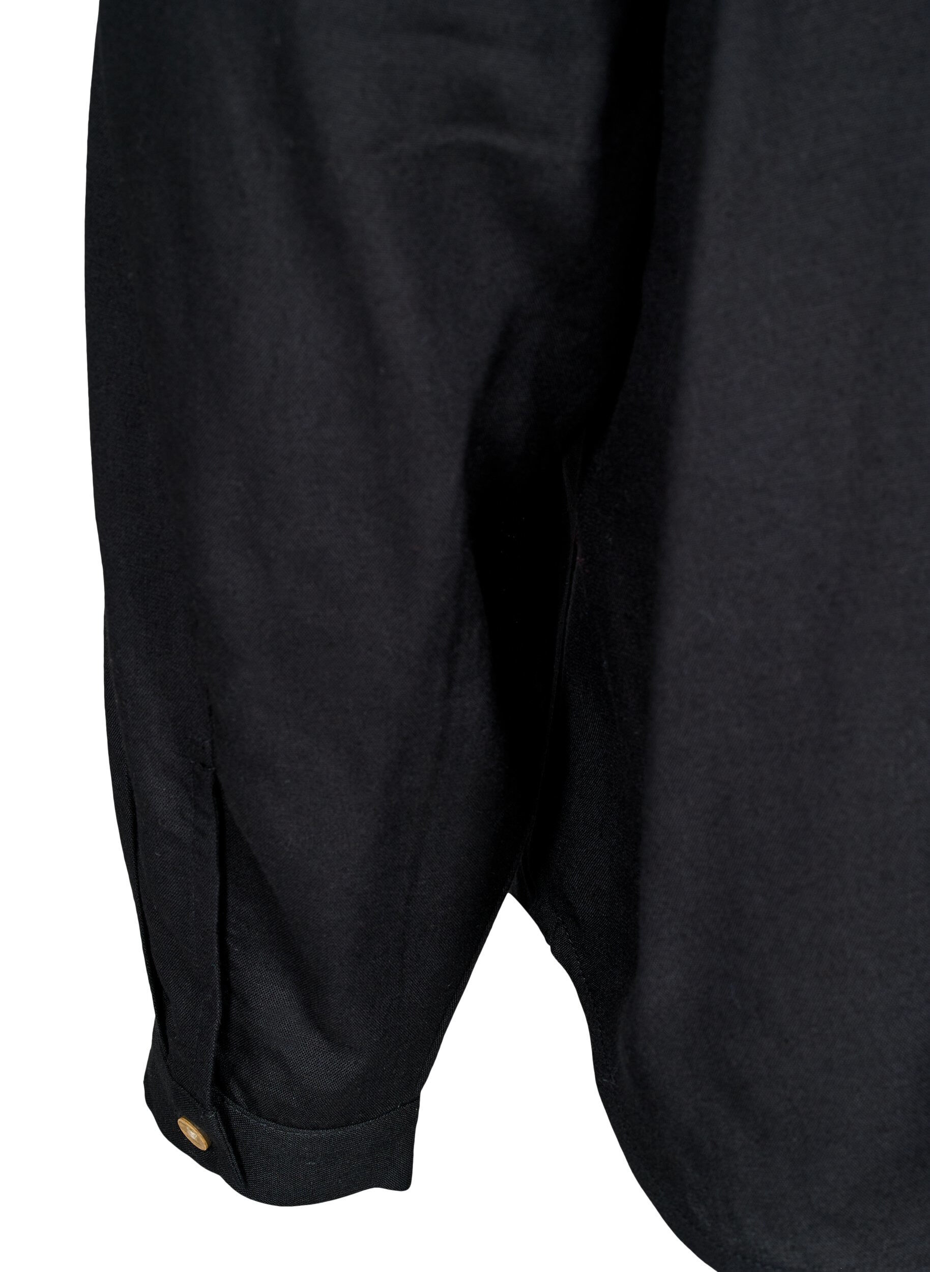 Zizzi Lang&aelig;rmet skjorte i h&oslash;r og viskose , Sort, Packshot image number 3