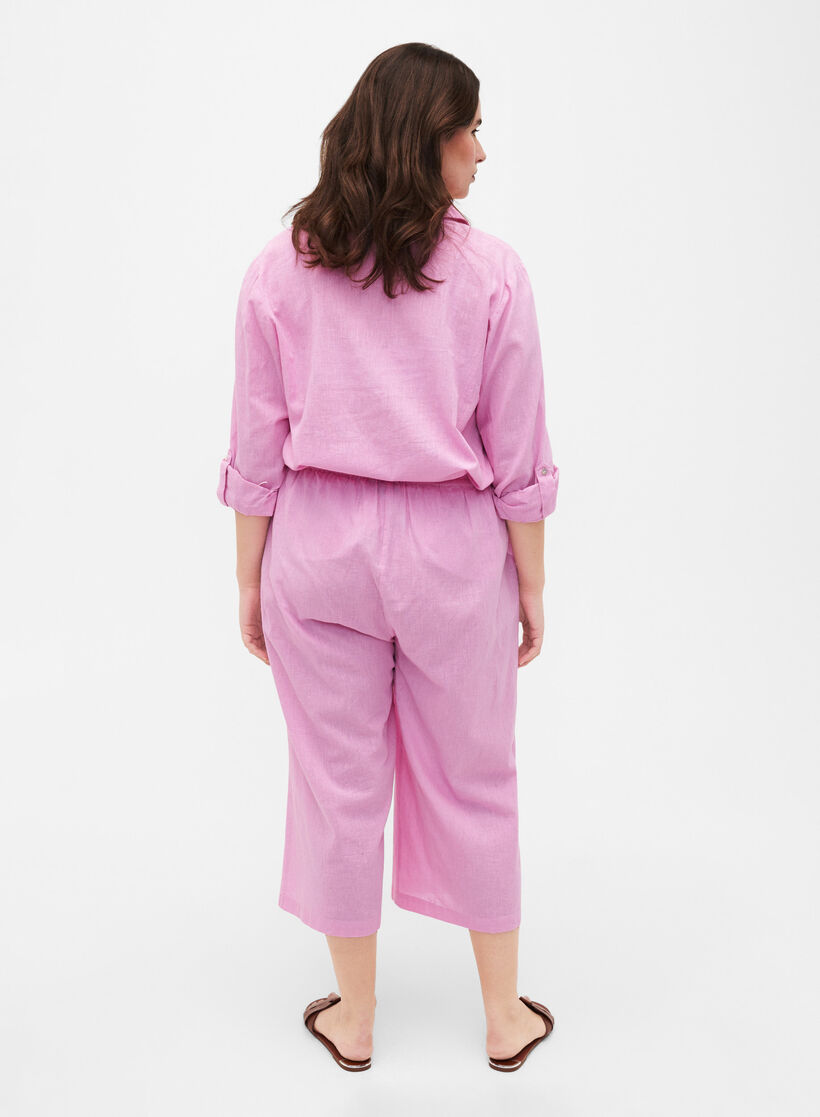 7/8 bukser i bomuldsmix med hør, Rosebloom, Model image number 1