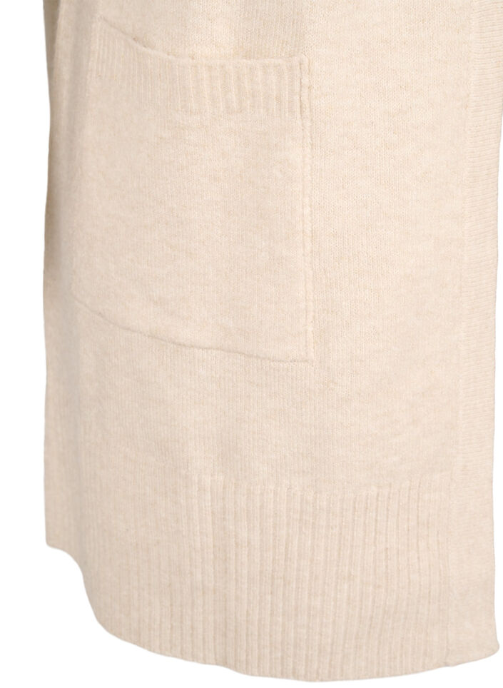 Meleret strik cardigan med lommer, Beige, Packshot image number 3