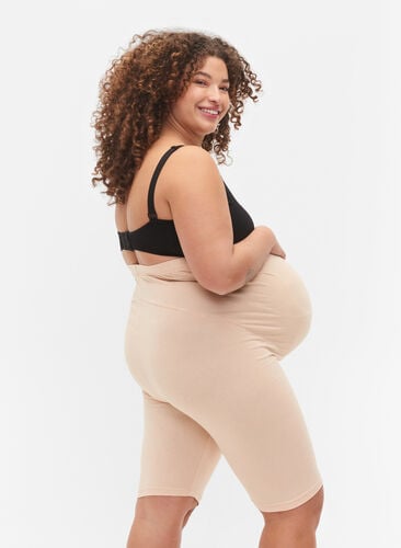 Tætsiddende graviditetsshorts i bomuld, Frappé, Model image number 1