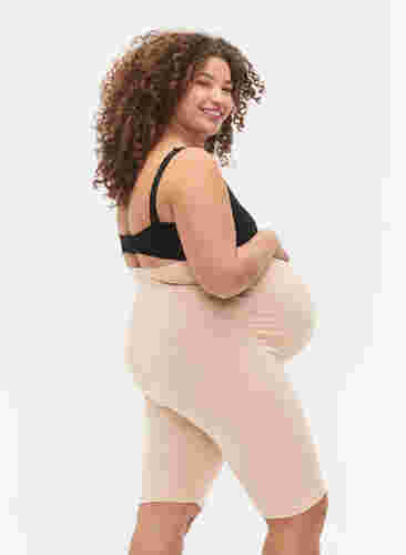 Tætsiddende graviditetsshorts i bomuld, Frappé, Model image number 1