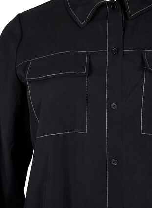 Skjorte med kontrastsyninger, Black, Packshot image number 2
