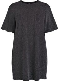 Kort kjole med glittermønster, Sort