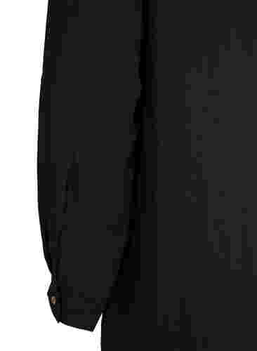 Lang ensfarvet skjorte i viskose , Black, Packshot image number 3