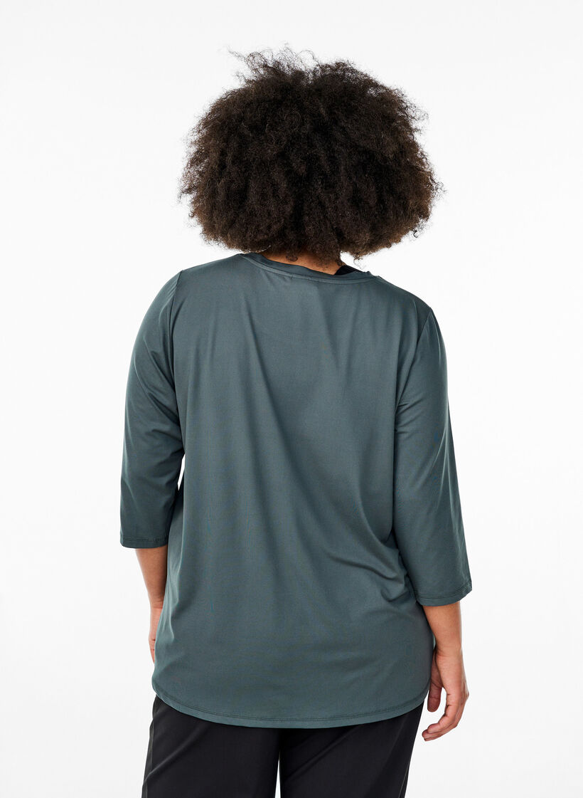 Tr&aelig;ningsbluse med 3/4 &aelig;rmer, Gr&aring;, Model image number 2
