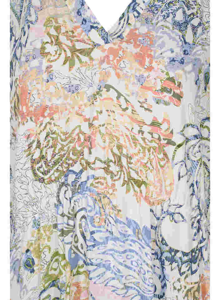 Printet viskose kjole med bindesnøre, White Paisley AOP, Packshot image number 2