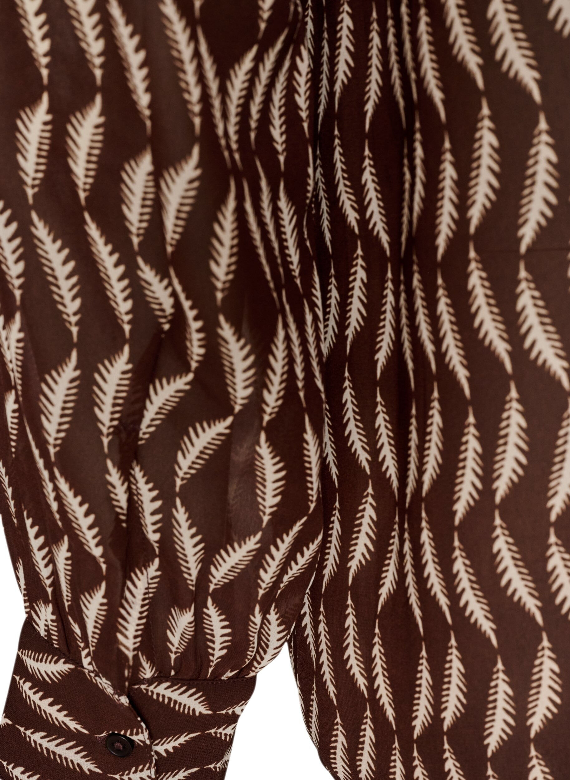ZizziBluse med all-over print og kort knapstolpe, Brun, Packshot image number 3