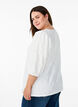 Bluse med tekstur og 3/4 &aelig;rmer, Hvid, Model image number 2