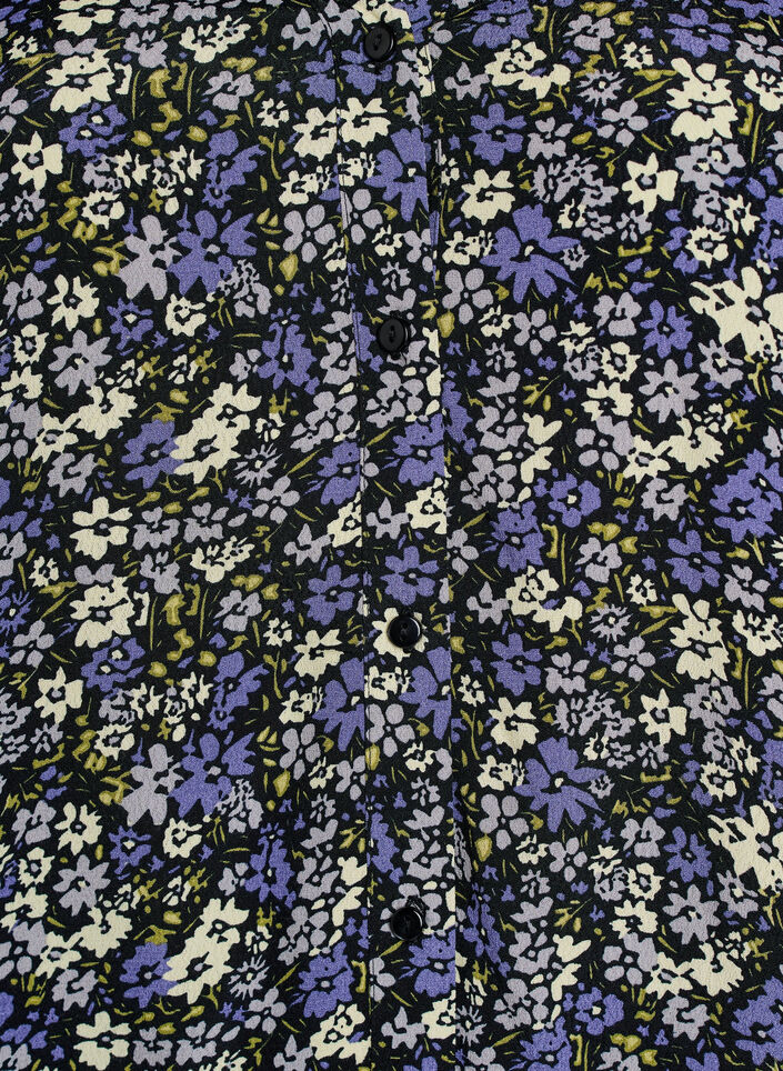 Bluse i viskose med print og knaplukning, Sort, Packshot image number 2