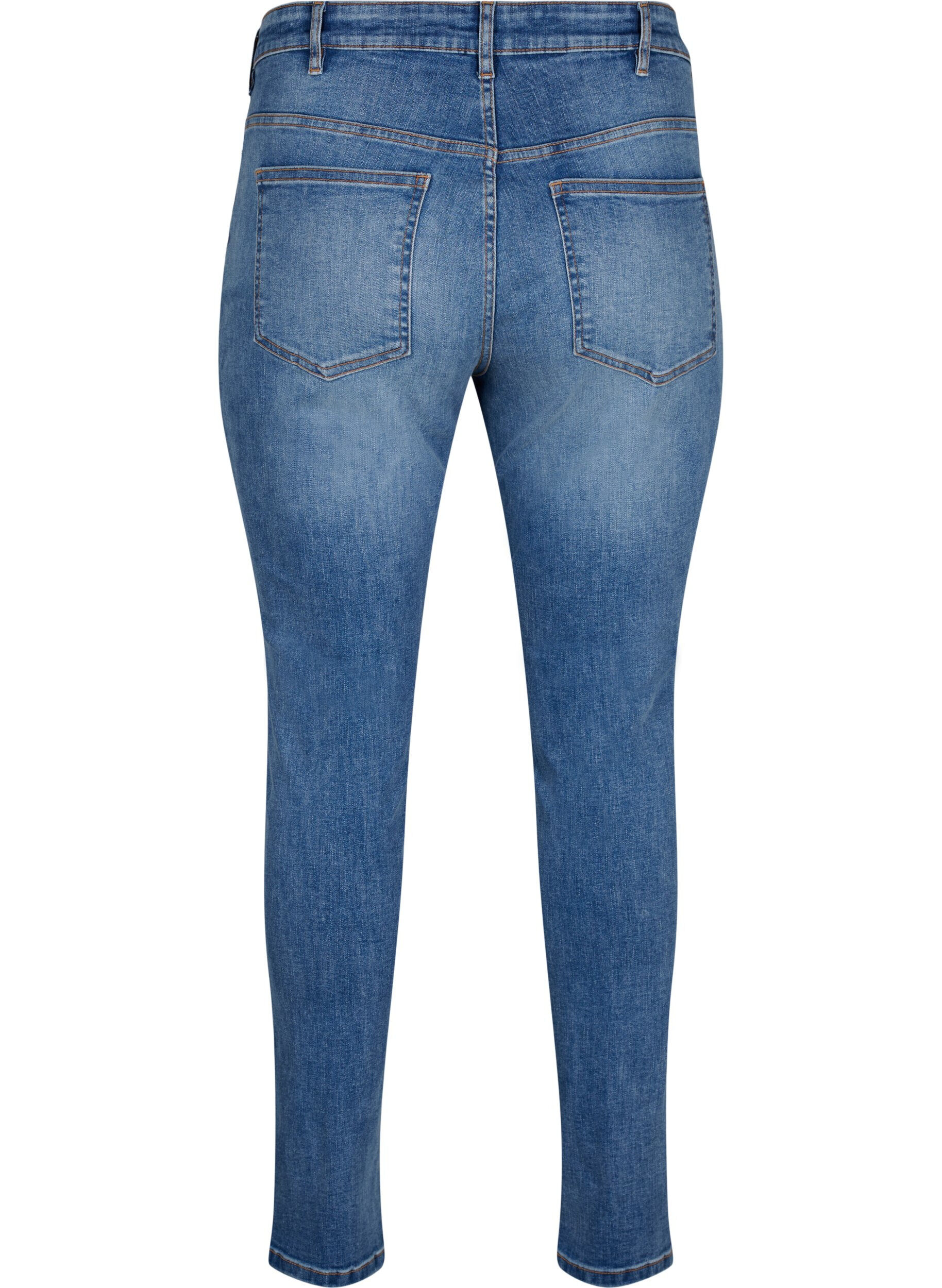 Zizzi Sanna jeans med super slim fit og knaplukning, Blue denim, Packshot image number 1