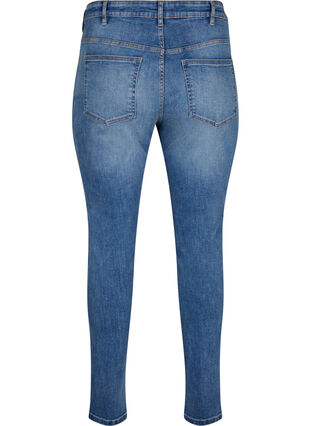 Sanna jeans med super slim fit og knaplukning, Blue denim, Packshot image number 1