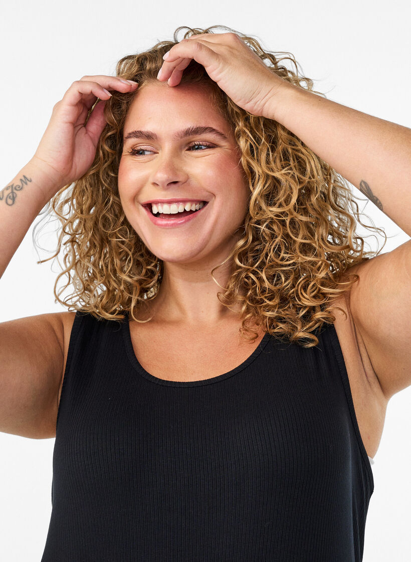 &AElig;rmel&oslash;s ribkjole i viskose, Sort, Model image number 2