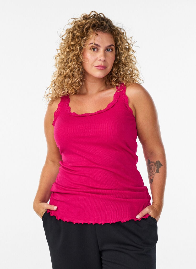 Top med blondekant, Lyser&oslash;d, Model image number 0