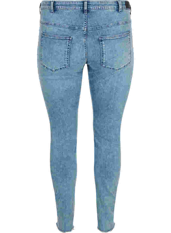 Cropped Amy jeans med nitter i sidesøm, L.Blue Stone Wash, Packshot image number 1