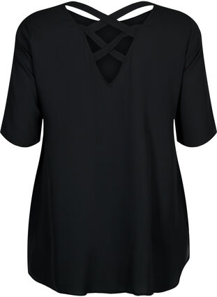 Bluse med kryds på ryggen, Black, Packshot image number 1