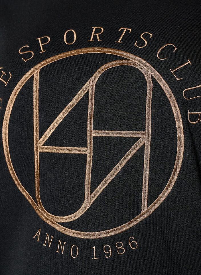 Sweatshirt med broderet tekst, Sort, Packshot image number 2