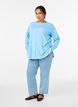 Strikbluse med rund hals og strikket m&oslash;nster, Bl&aring;, Model image number 1