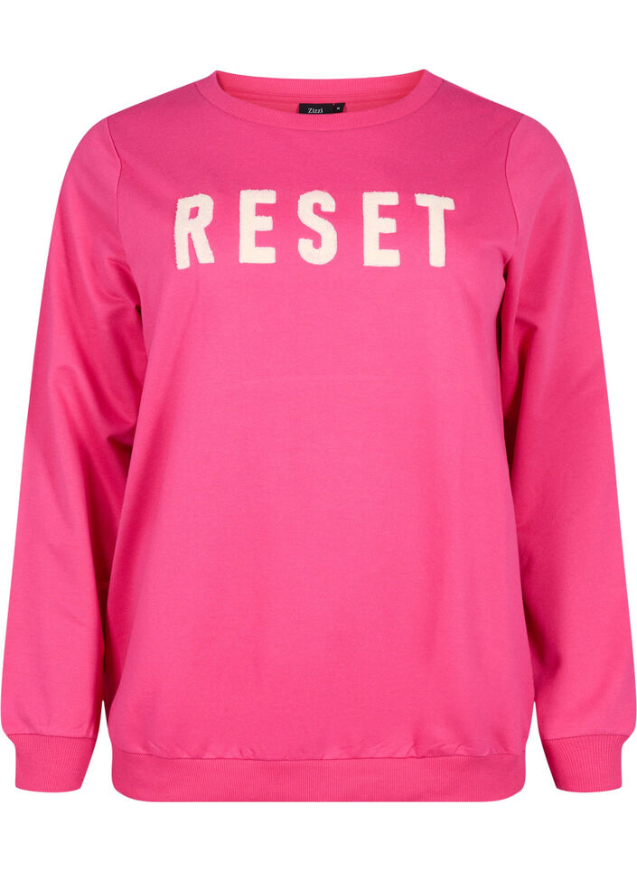 Sweatshirt med tekst , Fuchsia P. W. Reset, Packshot image number 0