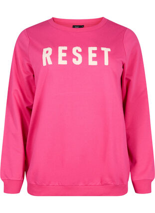 Sweatshirt med tekst , Fuchsia P. W. Reset, Packshot image number 0
